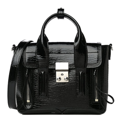 3.1 Phillip Lim Textured Patent Mini Pashli Satchel Black 1 of 9
