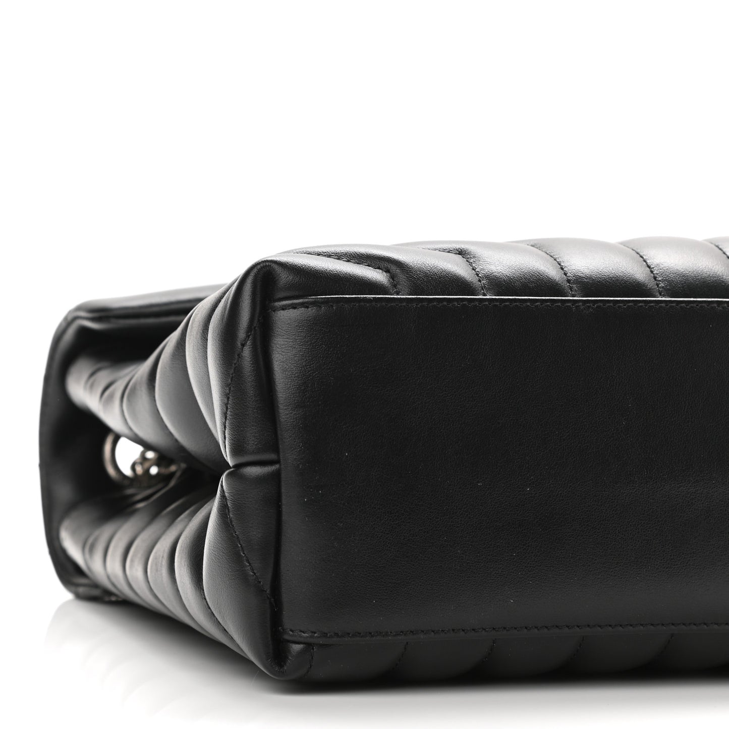 Calfskin Y Quilted Monogram Medium Loulou Chain Satchel Black