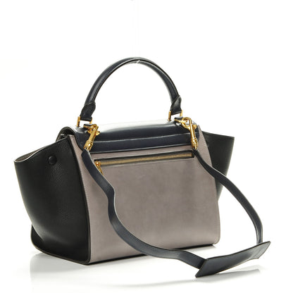 Celine Sleek Calfskin Small Tri-Color Trapeze Dark Blue 3 of 7