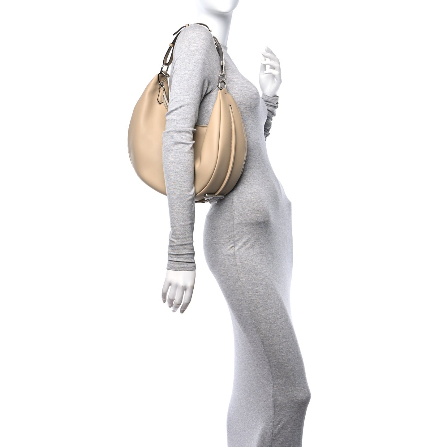 Vitello Grace Matte Medium Fendigraphy Hobo Bag Beige Amido