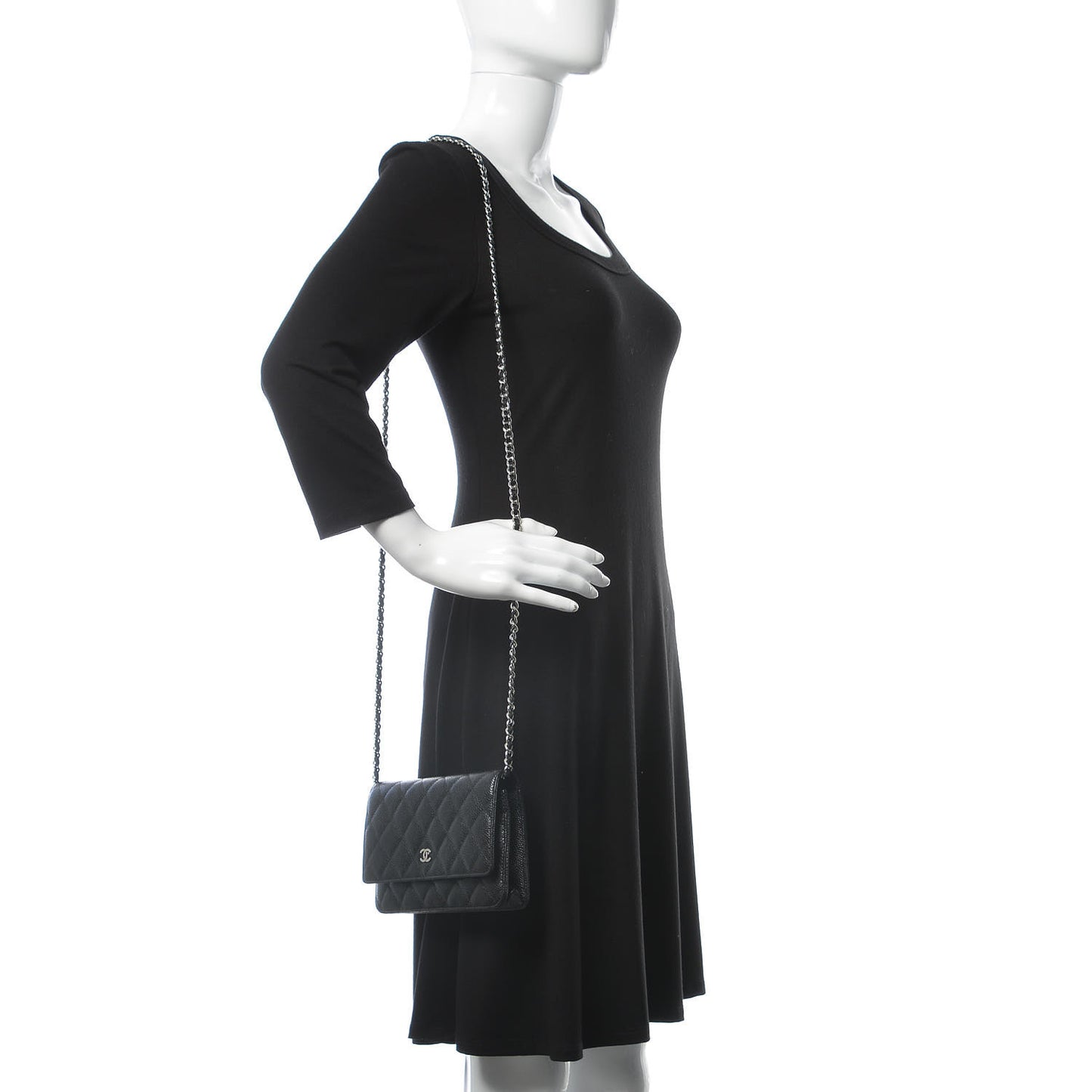 Caviar Quilted Wallet On Chain WOC Black