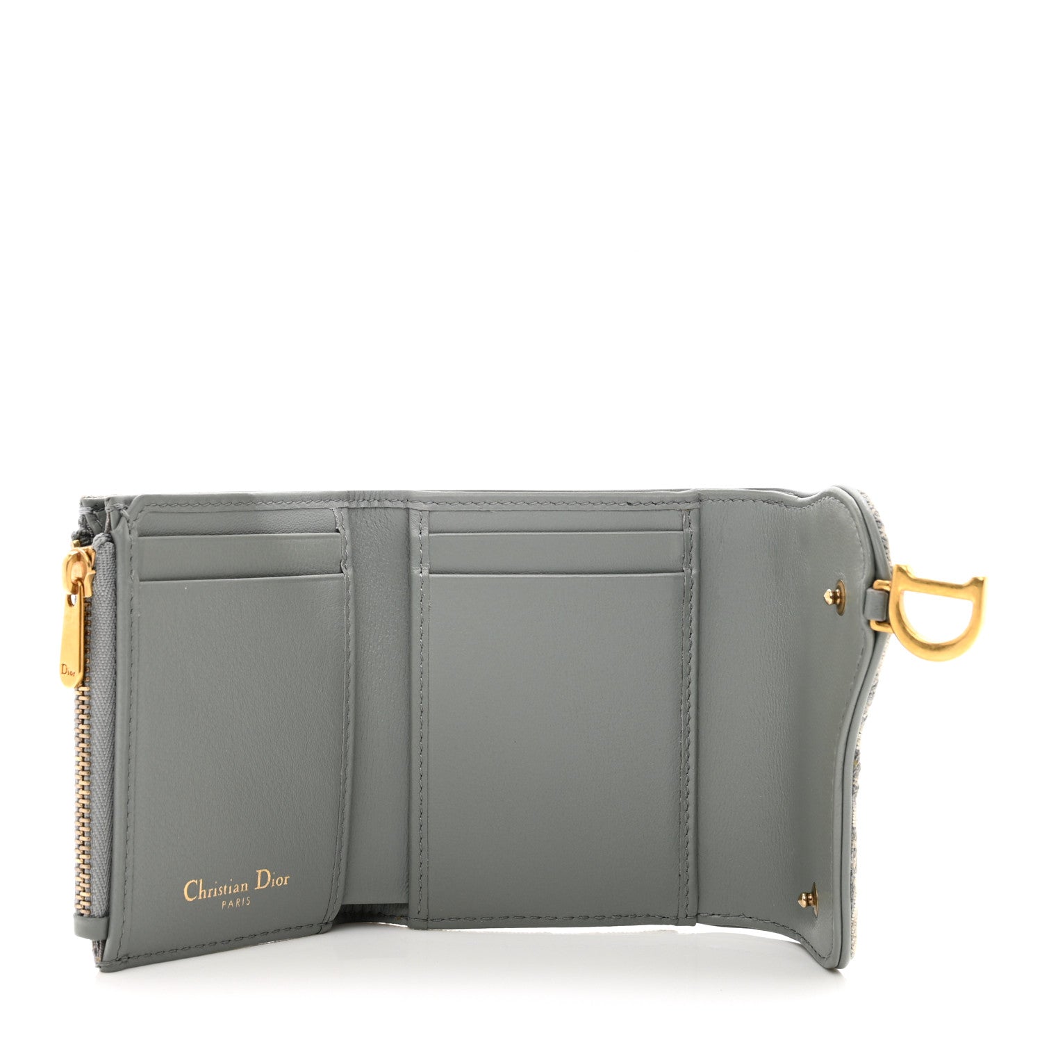 Christian Dior Oblique Saddle Lotus Wallet Grey 5 of 7