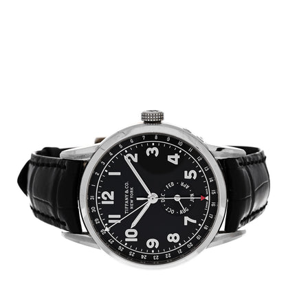 Tiffany 18K White Gold Alligator 40mm CT60 Chronograph Annual Calendar Automatic Watch Black 2 of 5