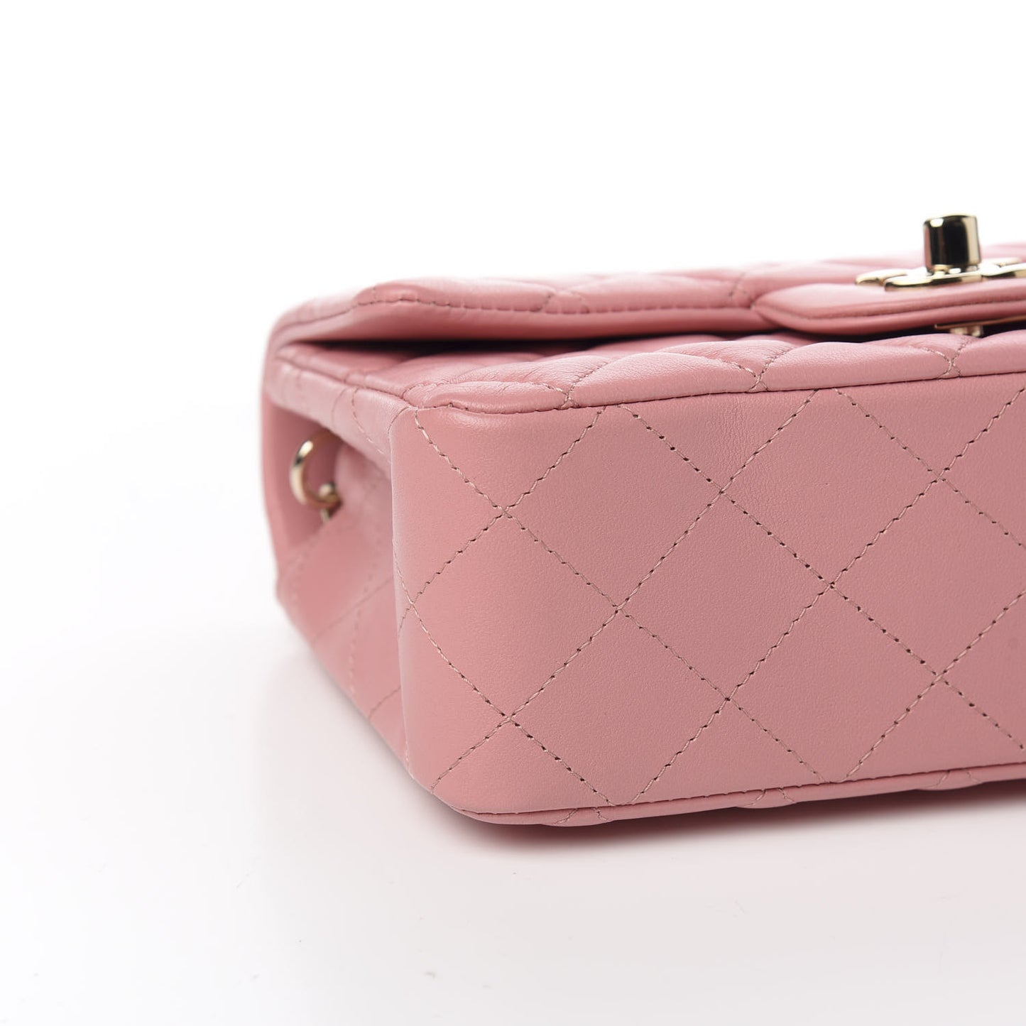 Lambskin Quilted Mini Rectangular Flap Pink