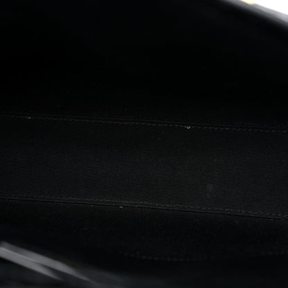 Saint Laurent Shiny Calfskin Crocodile Embossed Manhattan Baguette Black 12 of 13