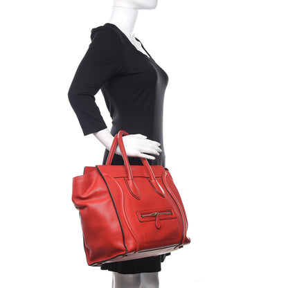 Celine Drummed Calfskin Mini Luggage Red 2 of 11