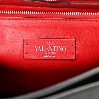 Valentino Garavani Textured Patent Calfskin Medium Vring Shoulder Bag Black 7 of 10