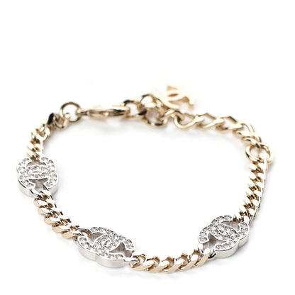 Chanel Crystal CC Chain Link Bracelet Gold 1 of 4