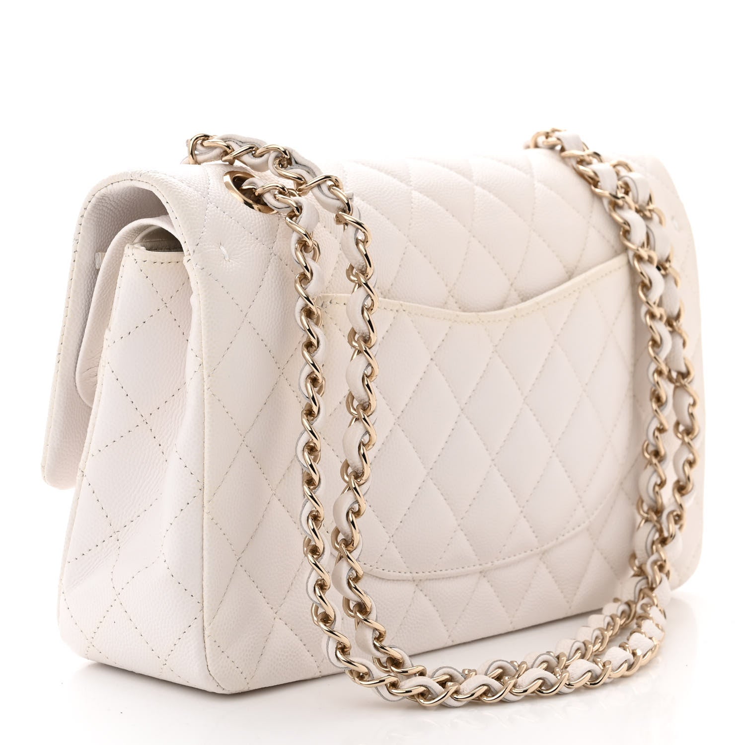 Chanel Caviar Quilted Medium Double Flap White 3 of 10