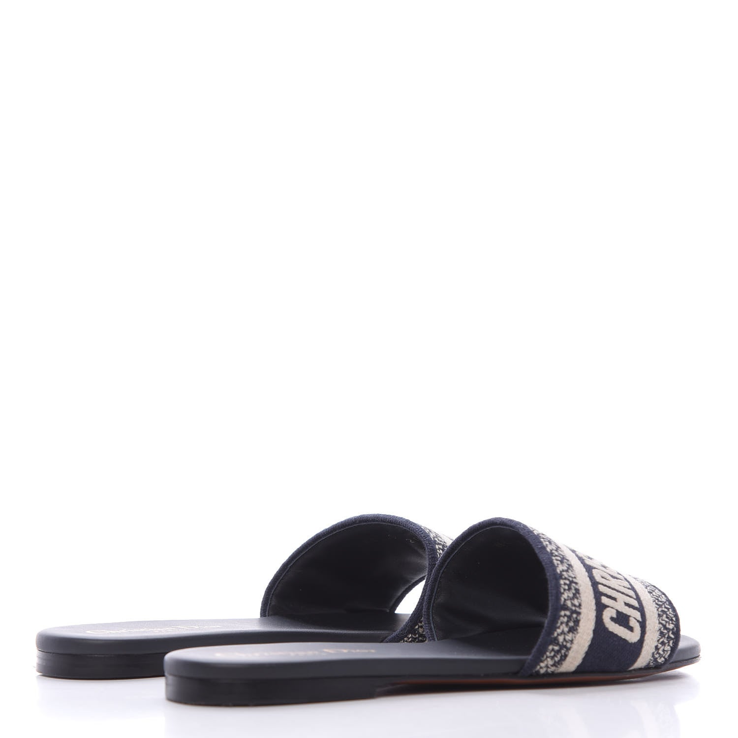 Christian Dior Canvas Embroidered Dway Mules Slide Sandals 37 Deep Blue 4 of 10
