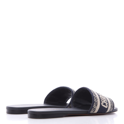 Christian Dior Canvas Embroidered Dway Mules Slide Sandals 37 Deep Blue 4 of 10