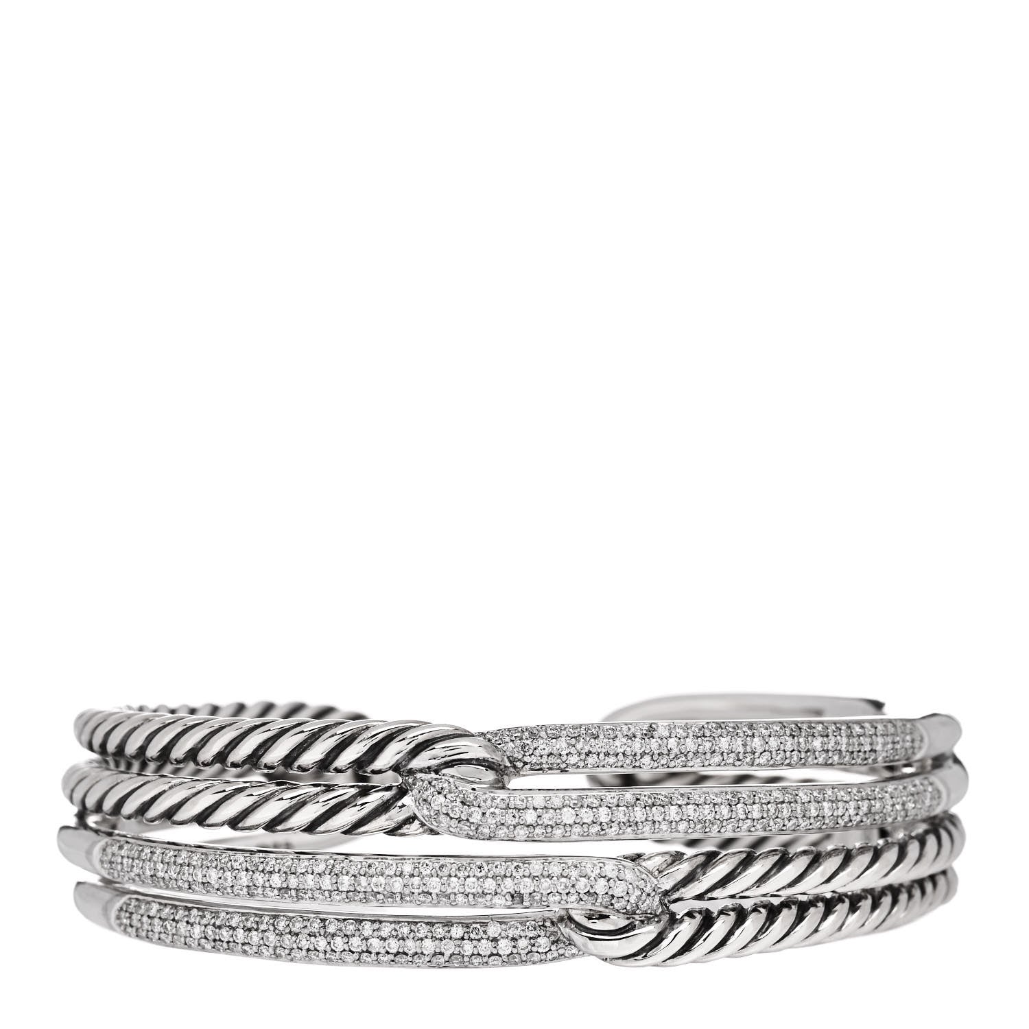 David Yurman Sterling Silver Diamond Double Loop Labyrinth Bracelet 1 of 3