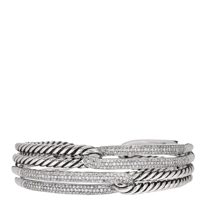 David Yurman Sterling Silver Diamond Double Loop Labyrinth Bracelet 1 of 3