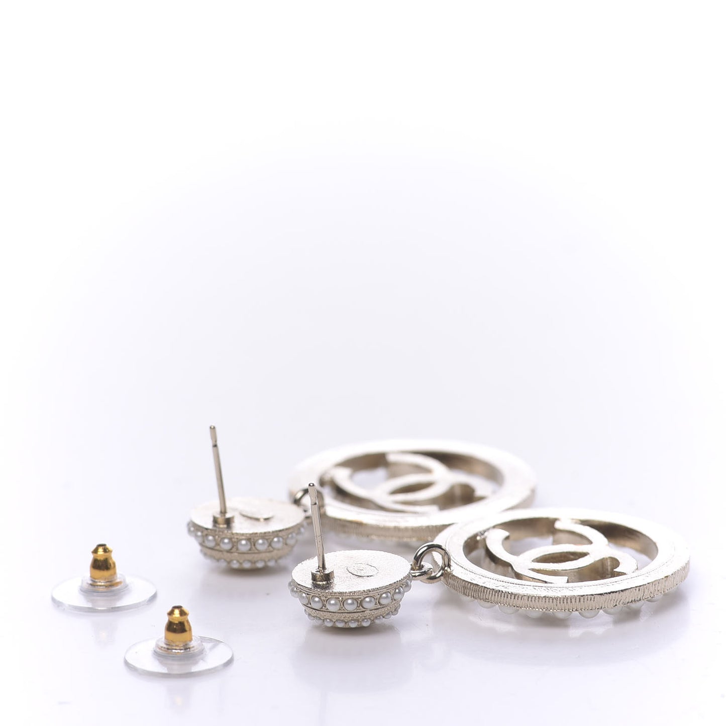 Pearl CC Drop Earrings Light Gold