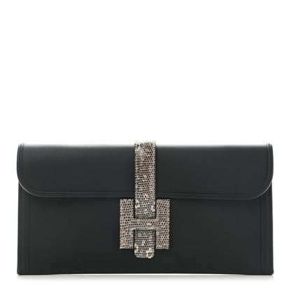 Hermes Swift Lizard Jige Elan Touch 29 Clutch Black Ombre 1 of 7
