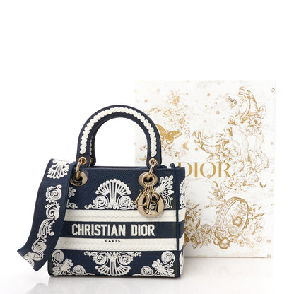 Christian Dior Embroidered Cornely Medium Lady D-Lite Blue White 11 of 11