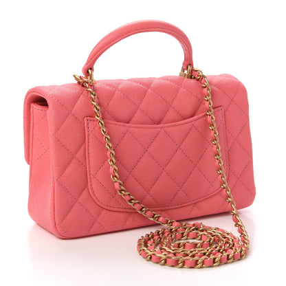 Chanel Caviar Quilted Mini Top Handle Rectangular Flap Pink 3 of 10