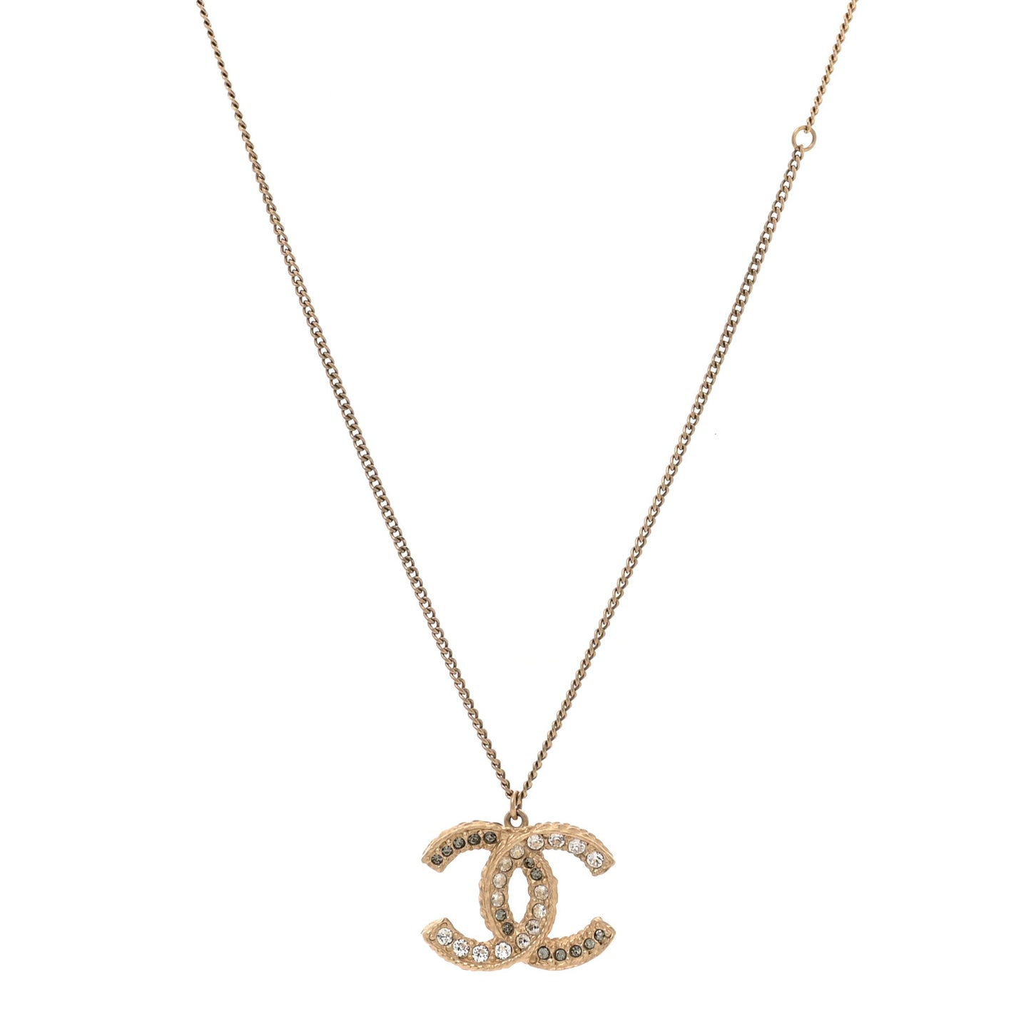 Crystal Enamel CC Reversible Pendant Necklace Gold