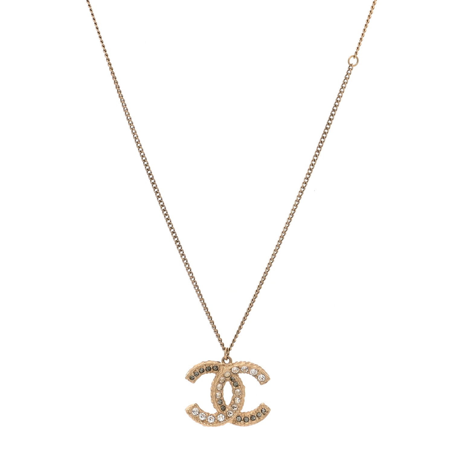 Chanel Crystal Enamel CC Reversible Pendant Necklace Gold 1 of 4