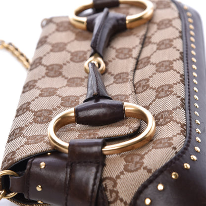 Gucci Monogram Studded Horsebit Clutch Dark Brown 12 of 13