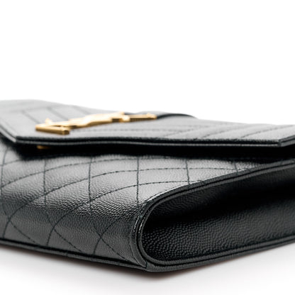 Saint Laurent Grain De Poudre Textured Mixed Matelasse Triquilt Monogram Clutch Black 10 of 10