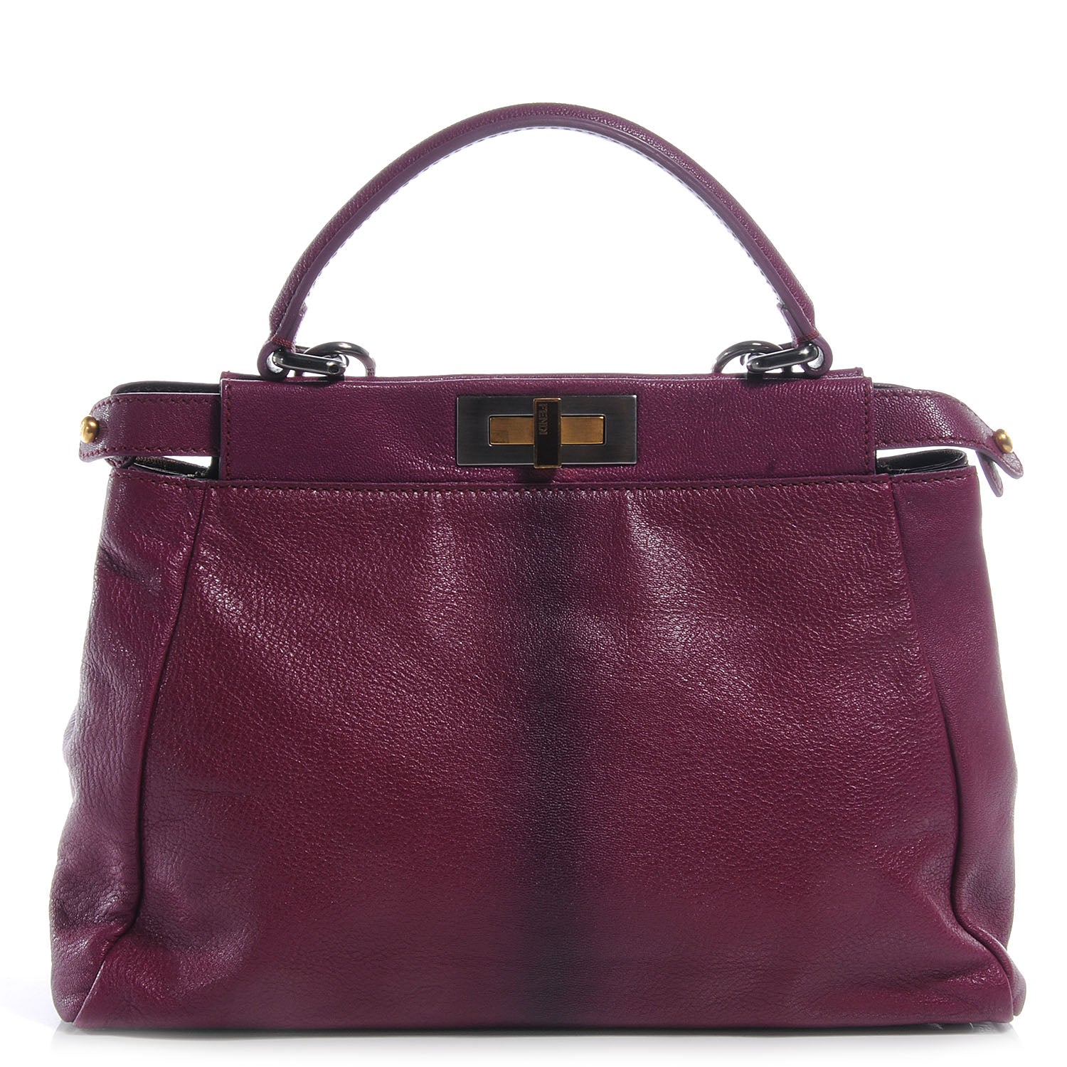 Fendi Goatskin Zucca Medium Peekaboo Iconic Satchel Ciclamino Tobacco Moro 1 of 10