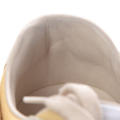 Gucci Calfskin Suede Web Mens G74 Sneakers 5 Oatmeal Burro New Mystic White 8 of 14