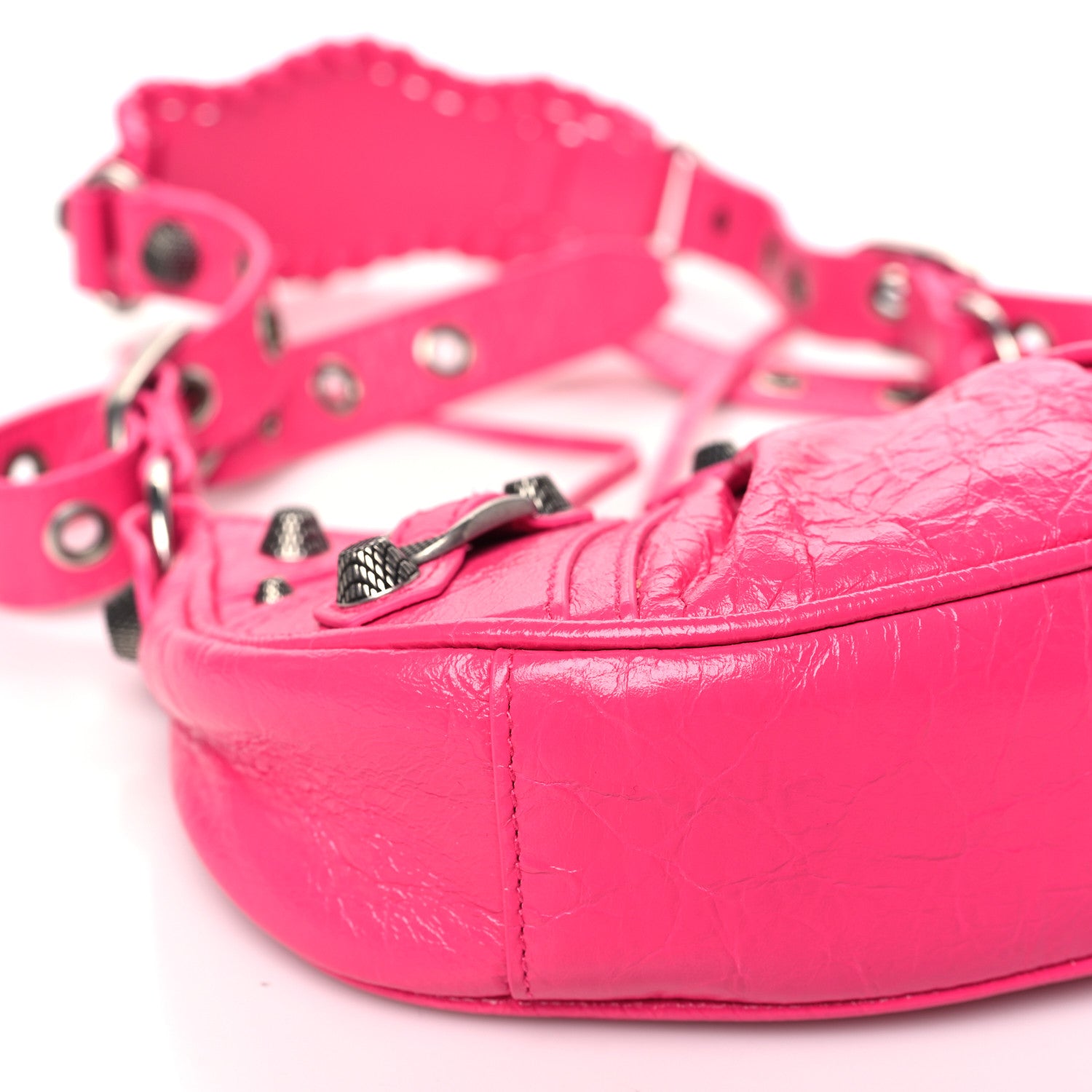 Balenciaga Extra Supple Calfskin Crocodile Embossed XS Le Cagole Shoulder Bag Lipstick Pink 9 of 10