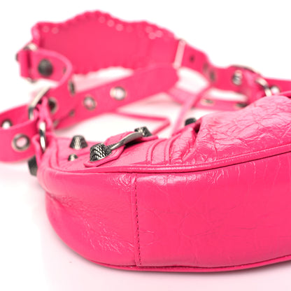 Balenciaga Extra Supple Calfskin Crocodile Embossed XS Le Cagole Shoulder Bag Lipstick Pink 9 of 10