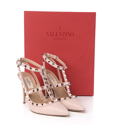 Valentino Garavani Pebbled Calfskin Rockstud Ankle Strap Pumps 36.5 Cipria 9 of 9