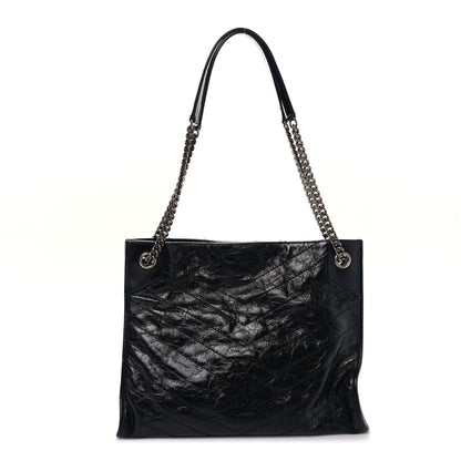 Saint Laurent Crinkled Calfskin Matelasse Monogram Medium Niki Shopper Tote Black 1 of 8
