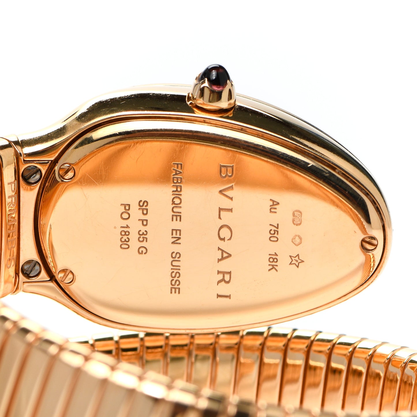 18K Rose Gold Diamond Bezel 35mm Serpenti Tubogas Quartz Watch Black
