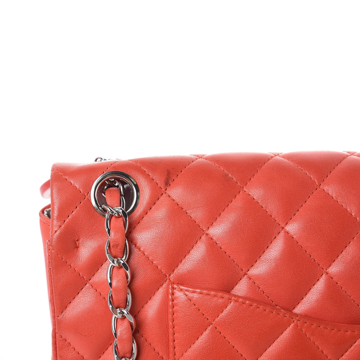 Lambskin Quilted Medium Ladybug Flap Red