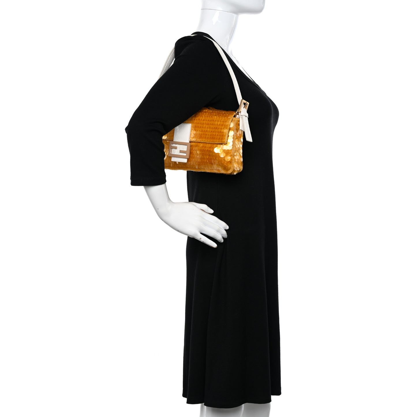 Satin Sequin Paillettes Elaphe Plexiglass Baguette 1997 Giallo Avorio