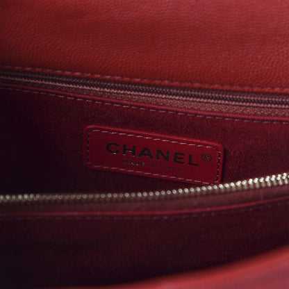 Chanel Caviar Quilted Small Coco Handle Flap Red 8 of 11