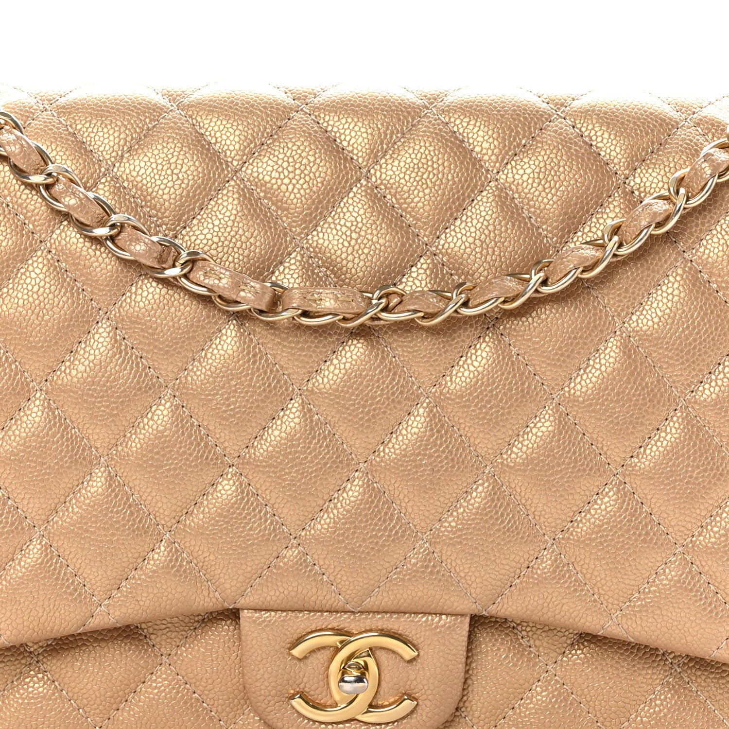 Chanel Metallic Caviar Quilted Maxi Double Flap Copper 8 of 11