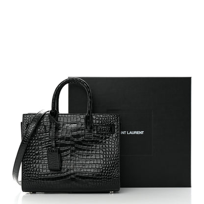 Saint Laurent Calfskin Crocodile Embossed Nano Sac De Jour Black 14 of 14