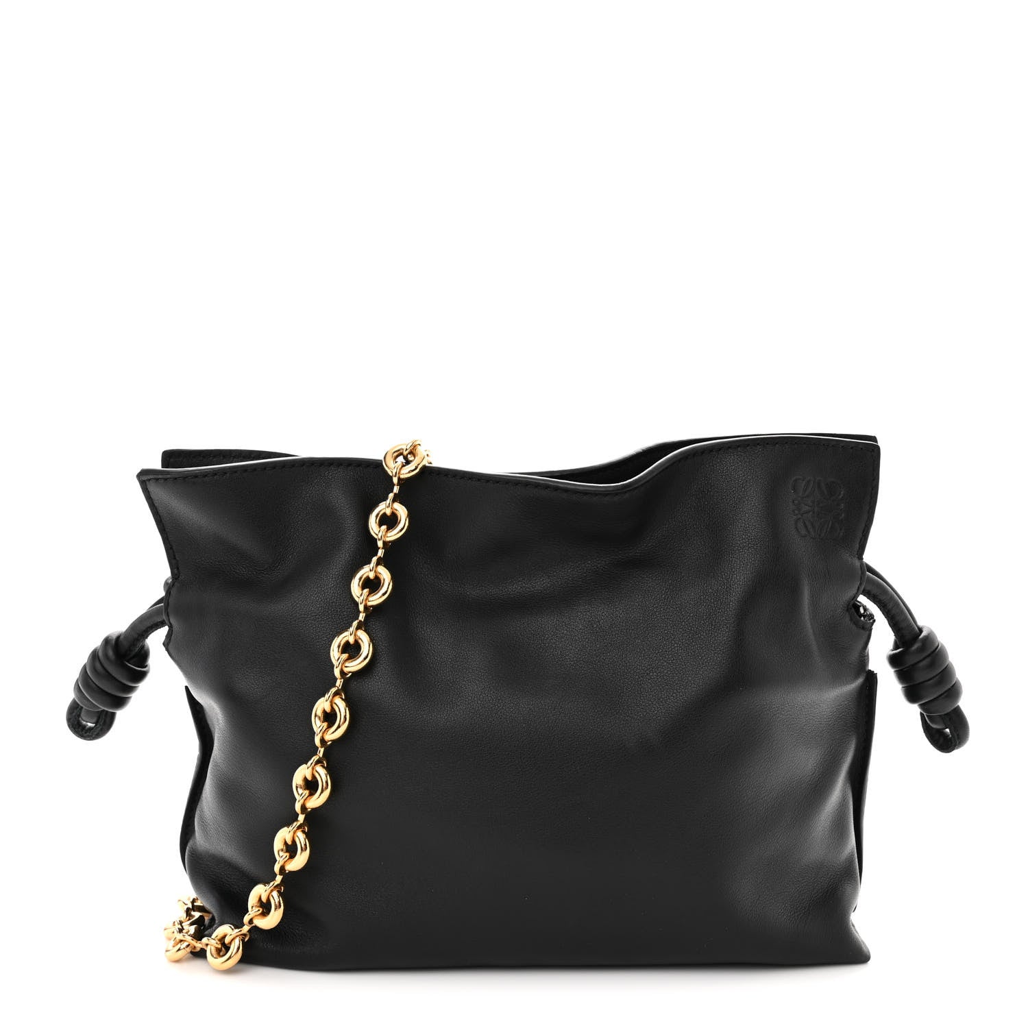 Loewe Nappa Calfskin Mini Flamenco Knot Clutch With Chain Black 1 of 11