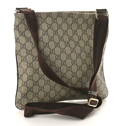 Gucci GG Supreme Monogram Selleria Calfskin Small Flat Side Zip Messenger Bag Beige Ebony Cocoa Dark Chocolate 2 of 11