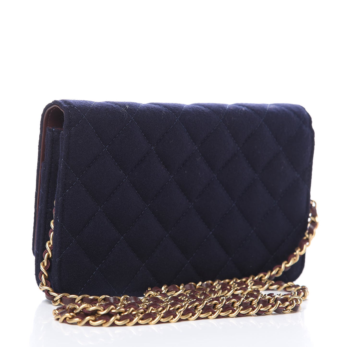 Felt Quilted Paris-Hamburg Charms Wallet On Chain WOC Dark Navy
