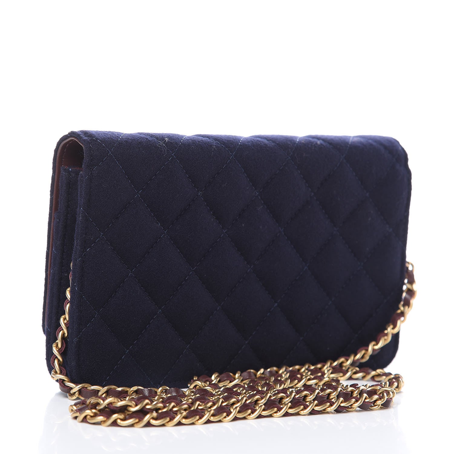 Chanel Felt Quilted Paris-Hamburg Charms Wallet On Chain WOC Dark Navy 3 of 9