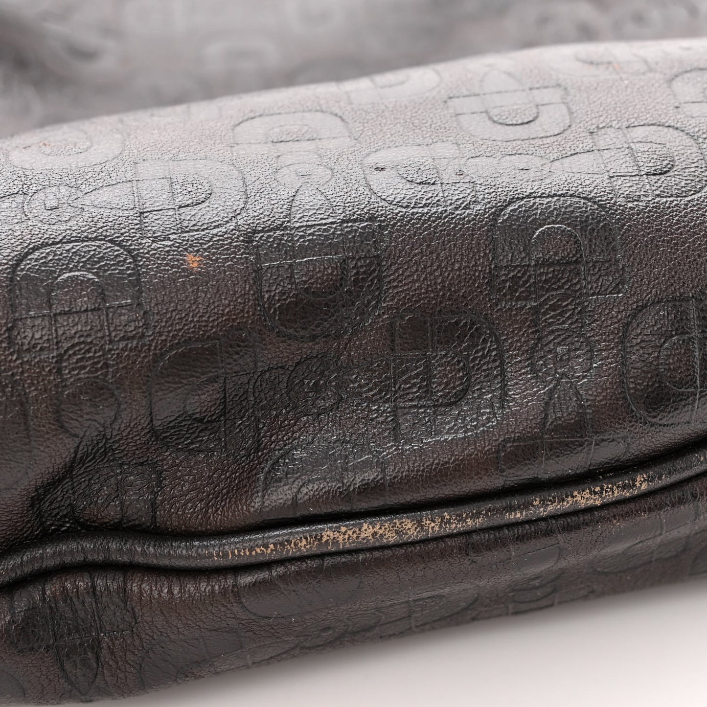 Calfskin Horsebit Embossed Medium Abbey Convertible Tote Dark Brown