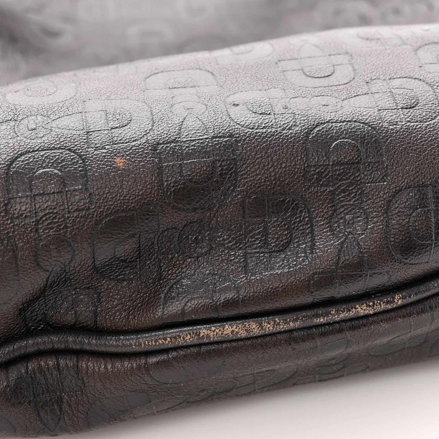 Gucci Calfskin Horsebit Embossed Medium Abbey Convertible Tote Dark Brown 11 of 13