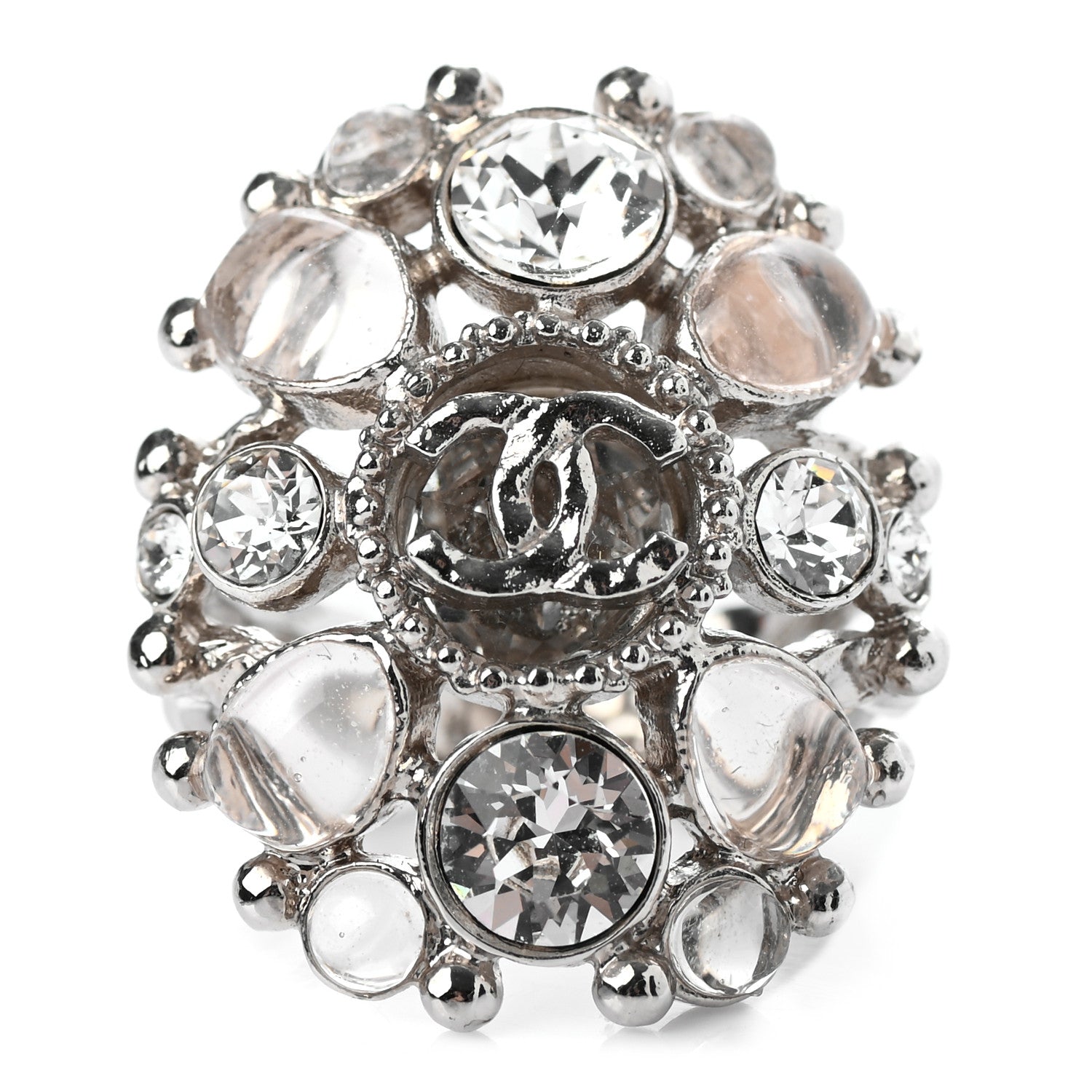 Chanel Crystal CC Ring 6 Silver 1 of 4
