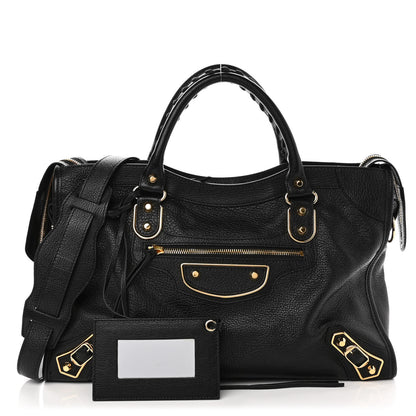 Balenciaga Chevre Gold Metallic Edge Hardware City Black 1 of 9