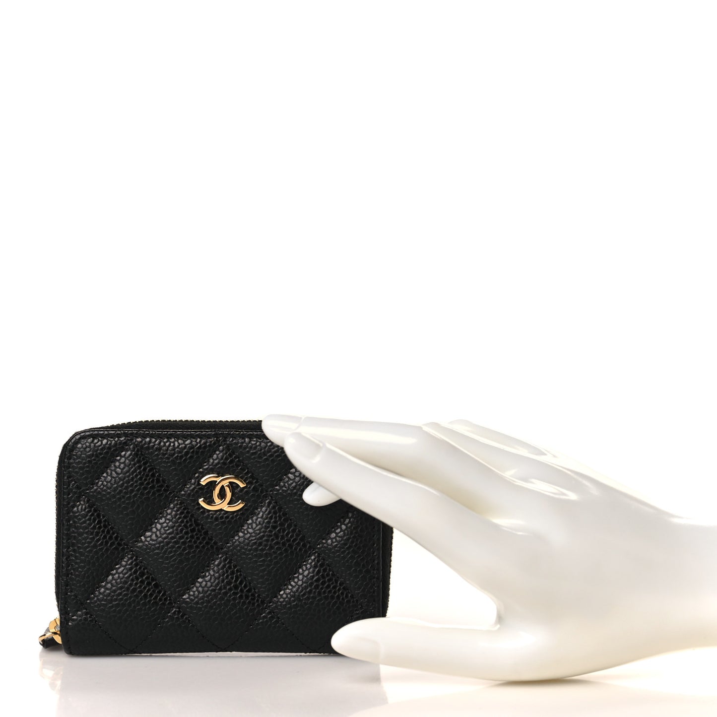 Caviar Quilted Zip Coin Purse Black
