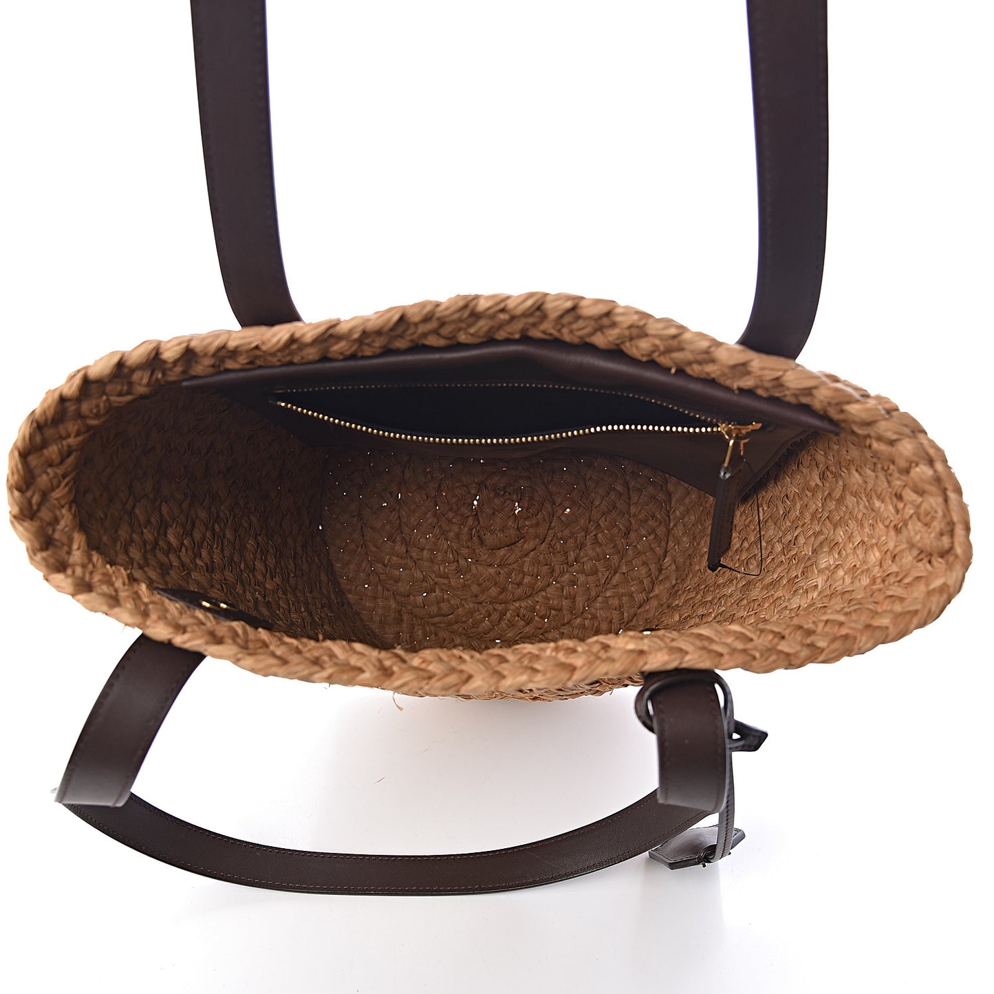 Raffia Calfskin Small Panier Tote Naturale Nut