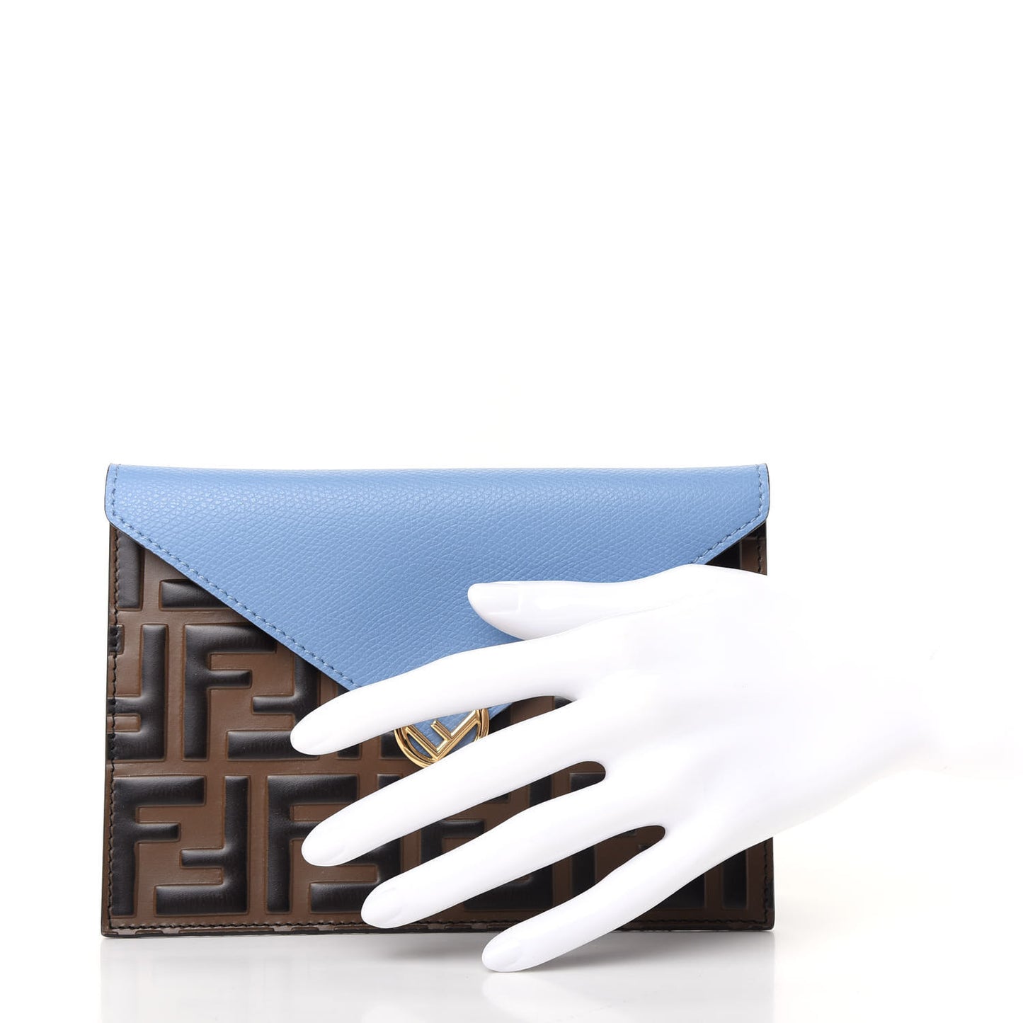 Vitello Cruise F is Fendi Bi-Color FF 1974 Embossed Medium Flat Envelope Pouch Maya Black Nebula