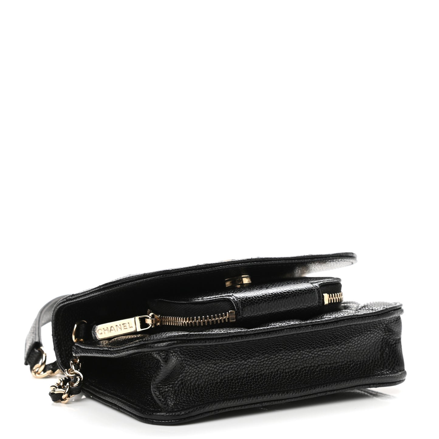 Caviar Quilted Business Affinity Clutch With Chain Black