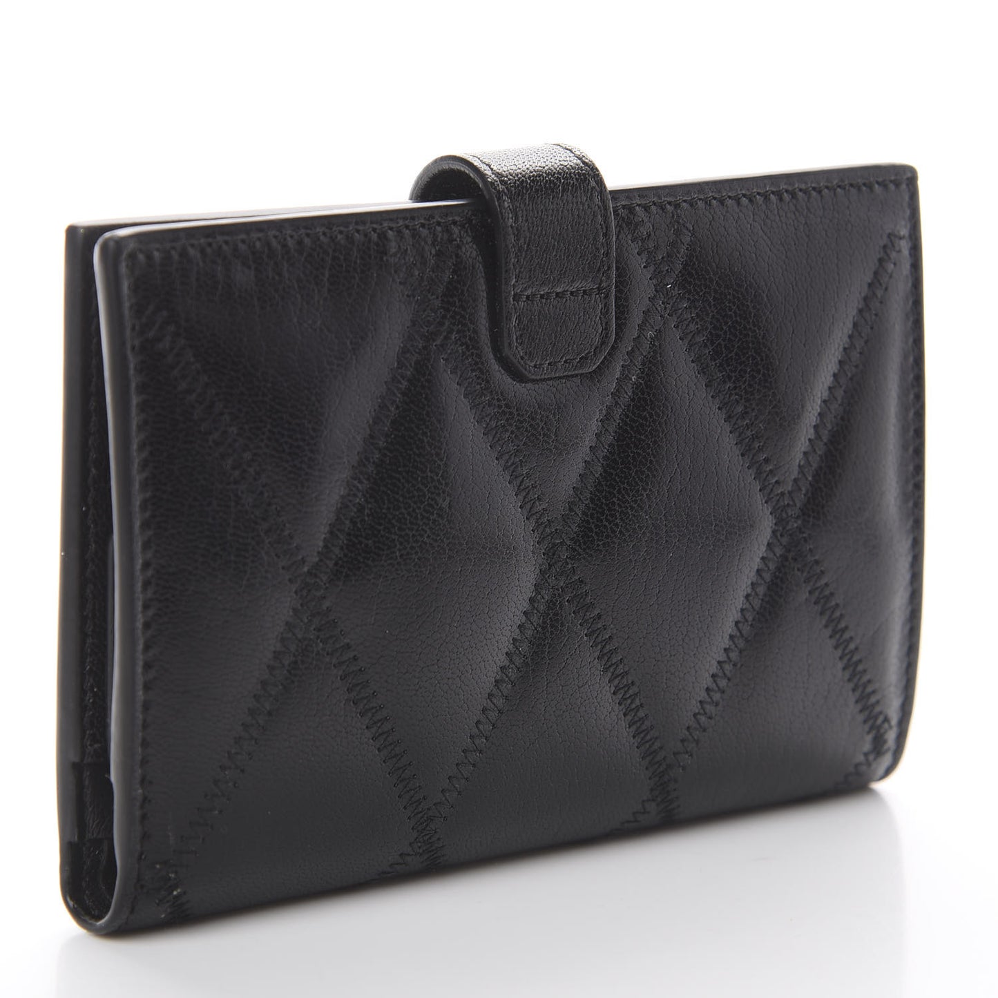 Goatskin Diamond Quilted GV3 Medium Wallet Black